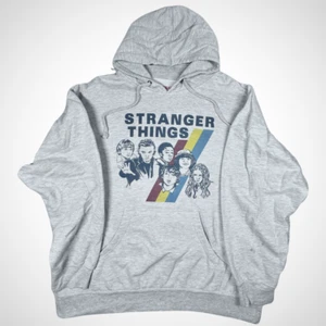 Stranger Things Sweatshirt XL Heidegrau Hoodie Langarm Guss Grafik *LESEN* - Bild 1 von 11