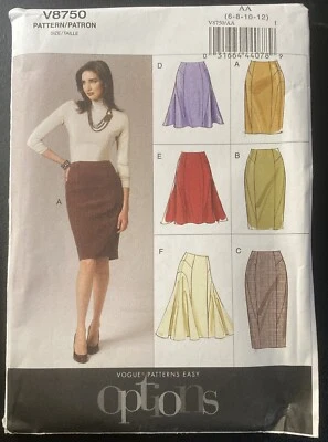 Vogue Sewing Pattern V8750 Women's Fitted or Flared Smart Skirt Uncut 6 8 10 12 - Image 1 of 4