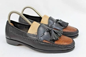 Zapatos Bragano Para Hombre Negro y Marrón Tejido Cuero Kiltie Borla Talla 7 M - Imagen 1 de 12
