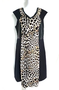 Lane Bryant Sleeveless Animal Print and Black Sheath Dress Size 18 Faux Leather - Picture 1 of 11