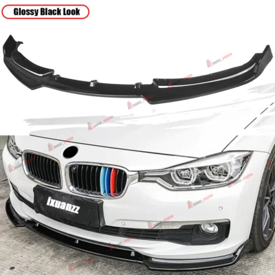 Alerón labial de parachoques delantero negro brillante para BMW F30 320i Base 2012-2015 Foto 1 de 4