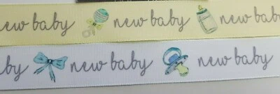 Baby Shower Ribbon 25mm Gift Wrap New baby by Berisfords - craft - 2 metres - Image 1 of 3