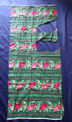 Cranston Poinsettia Stripes Cotton Fabric Remnant 19" x 43" Christmas Crafts - Image 1 of 4