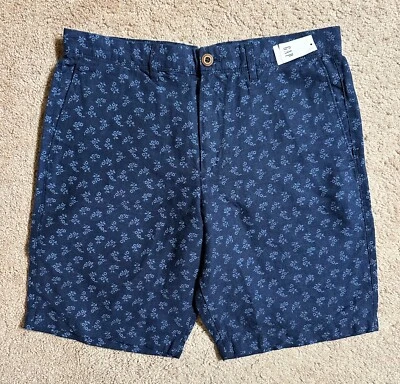 Gap Men's 10" Chino Shorts Linen navy floral Flat Front Casual Size 32 NEW - Image 1 of 4