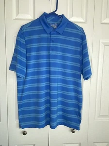 Under Armour Polo Men's Blue Stripes Golf Outdoor Casual Heatgear Sz Large - Picture 1 of 4