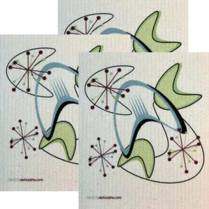 Swedish Dishcloth Set of 3 each Swedish Dishcloths Mid Century Retro Design - Picture 1 of 6