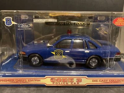 Code 3 Police Car Ford Crown Victoria 1/24 Michigan State Patrol W/Patch - Image 1 of 4