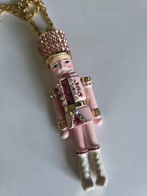 Betsey Johnson Nutcracker Pendant Long 32" Necklace Pink Bling New with Tags - Image 1 of 3
