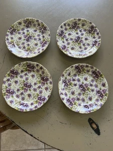 Formalities Baum Bros Purple Pansies Salad / Desert Plates 7.5 - Picture 1 of 2