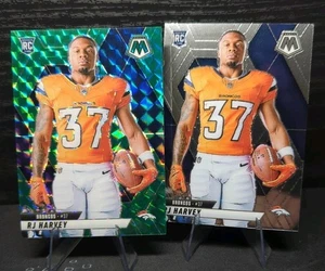 2025 Panini Mosaic RJ Harvey Rookie Image Variation Green Mosaic Prizm Broncos - Picture 1 of 3