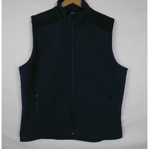 L.L.Bean Mens Vest Sz Medium Navy Blue Full Zip Sleeveless Jacket Pockets - Picture 1 of 8