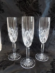 Juego de 3 ~ Flautas de Champagne Waterford Crystal Marquis Brookside ~ Vasos - Imagen 1 de 3