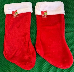 2x WEIHNACHTEN PLÜSCH rote STRÜMPFE 17 Zoll Strumpf rot Santa URLAUB Strumpf - Bild 1 von 2