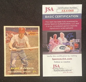 1957 TOPPS RICHIE ASHBURN #70 EXMT-NRMT RANGE HAND SIGNED JSA/COA ORIGINAL RARE - Foto 1 di 3