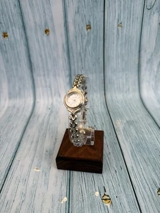 Vintage Dainty Geneva Blue Silver Stainless Steel Wristwatch Used New Battery - Picture 1 of 7