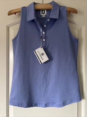Camisa polo sin mangas FootJoy nueva con etiquetas talla M cuello en V acanalada violeta 29670 Foto 1 de 4
