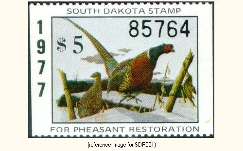 HALFPRICEHUNT SD South Dakota Pheasant 1977 $5 - Image 1 of 1