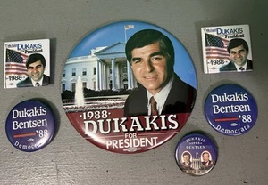 MICHAEL DUKAKIS Presidential Campaign Button Pin Pinback Lot of (6) President - Picture 1 of 16