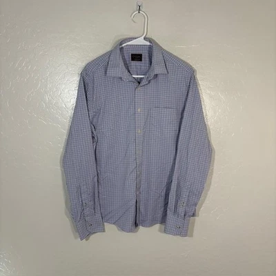 Camisa masculina UNTUCKit média azul rosa Dalton manga longa xadrez botão frontal - Imagem 1 de 4