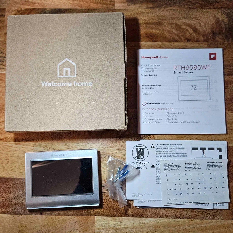 Termostato de color inteligente Honeywell Home RTH9585WF1004 Wi-Fi con hardware y manuales Foto 1 de 4