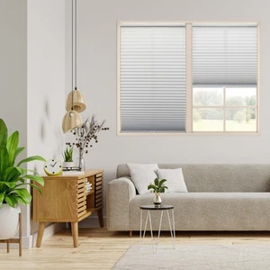 64-inch Silver Grey Light-filtering Pleated Shade - Picture 1 of 5