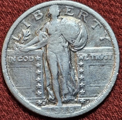 1918 S Standing Liberty Quarter 25C Silver Coin - Image 1 of 2