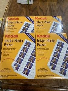 4 Kodak inkjet Photo Paper Micro-perforated For Ten Business Cards Per Sheet - Picture 1 of 5