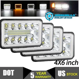 4PCS 4"X6" LED Headlight Hi/Low Sealed Beam DRL For Chevy C10 Pickup 81-87 Truck - Picture 1 of 12
