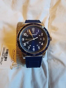 Coach Ca.80.2.109.1256 Blue Rubber Band Men’s Watch New With Tags MSRP $225 - Picture 1 of 4