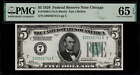 1928 $5 Federal Reserve Note Chicago FR. 1950-G - PMG 65 EPQ - Numeric #7