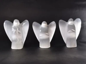 Ángel de selenita pulido grande 150 mm tallado a mano satinado Spar curación espiritual - Imagen 1 de 10