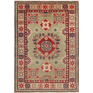 Afghan Hand Knotted Wool Area Rug Traditional Rug Kazak Carpet 4'x6'1 ft -G22649 - Picture 1 of 6