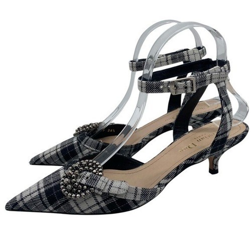 Scarpe donna Christian Dior gang slingback décolleté taglia 6 tartan nero bianco pelle