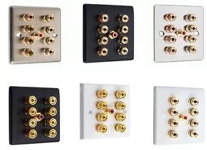 Audio Lautsprecher AV 4.1 Wand Frontplatte 8 Klemmen Klemme + 1 Cinch - Bild 1 von 17