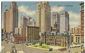 Postal de colección - El corazón de Detroit, centro de la ciudad - Detroit, Michigan 21 publicada 1942 - Imagen 1 de 2