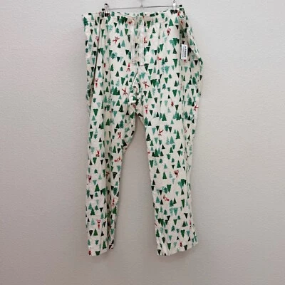 Pantalones de pijama de franela de vacaciones árbol de Navidad de elfo azul marino antiguo para mujer talla XXL NUEVO Foto 1 de 4