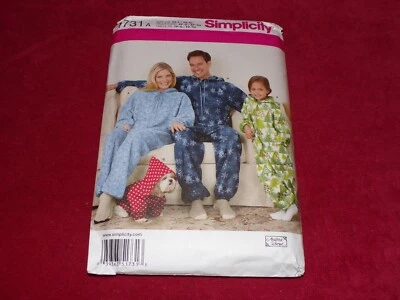 🦋 SIMPLICITY #1731-ADULT & CHILD EASY FLEECE JUMPSUIT PATTERN  XS-L & XS-XL  FF - Image 1 of 2
