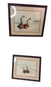 2 pinturas acuarela vintage de C. Jensen arte enmarcado 24x27 paisaje par 1983 - Imagen 1 de 14