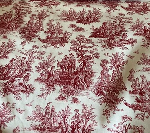 Tela de tapicería con estampado de lona roja y blanquecina por yarda (R512-RK11) - Imagen 1 de 3