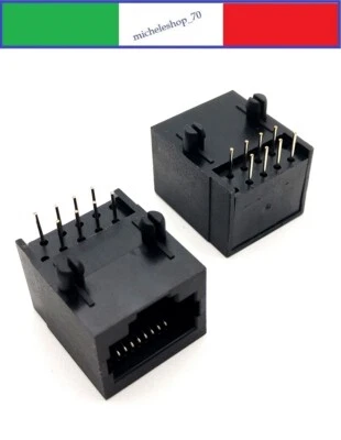 connettore RJ45 pcb presa plug circuito stampato 8 poli 8P8C in plastica non sch