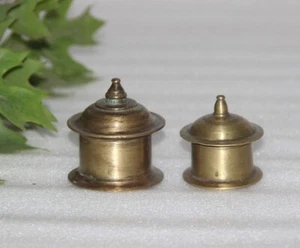 Antique Brass Kumkum Storage Tikka Box Original Old Fine Hand Carved - Picture 1 of 9