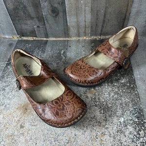 Zapatos Zuecos ALEGRIA Floral Mary Jane Marrón PAL-574 Talla 42 11.5-12 - Imagen 1 de 13