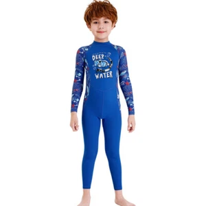 Boys Girls Full Body Swimsuit Kids One Piece Long Sleeve Wetsuit Skin Sunsuit - Picture 1 of 31