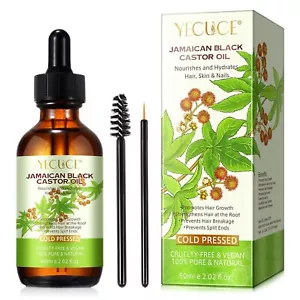 Natural Castor Oil Jamaican Black Glass Bottles w/ Dropper 100% Pure and Organic - Picture 1 of 5