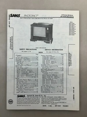 JCPenney 685-4020 сервисное руководство Sams Photofact бесплатная доставка - Изображение 1 из 4