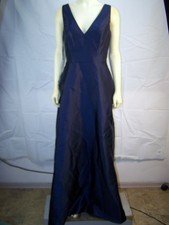 New Women's Alfred Sung Blue V Neck Wide Strap Ball Gown Size 10 Medium 