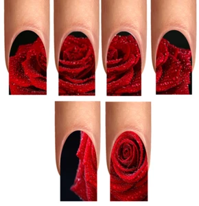 Wrap Nail Art Tattoo Fullcover Design Rosen red Flower Love Blüte Blum XS-XL #22 - Picture 1 of 1