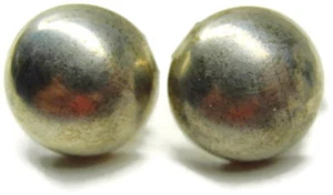 Half Ball Vintage Sterling Silver 925 Screw Back Earrings Handmade Patina - Picture 1 of 8