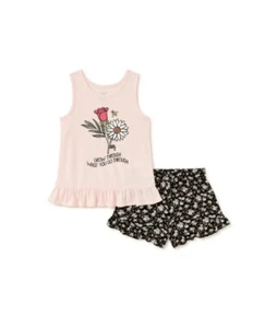 NWT 2-Piece Girls 10-12 Outfit Ruffled Tank Top & Shorts & Matching Scrunchie - Picture 1 of 3