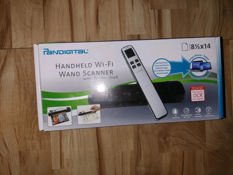 NEW Pandigital Handheld Wi-Fi Wand Scanner S8X1103 w/ Feeder Dock Black  - Image 1 of 1
